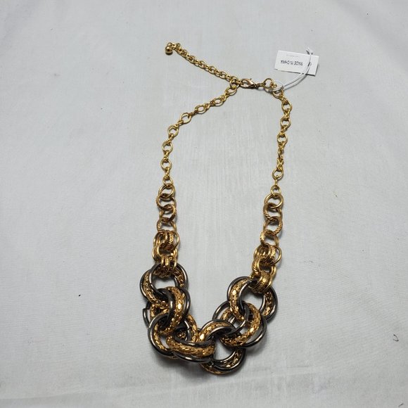 Bijou Two tone link chain necklace gold and hematite - Picture 2 of 5